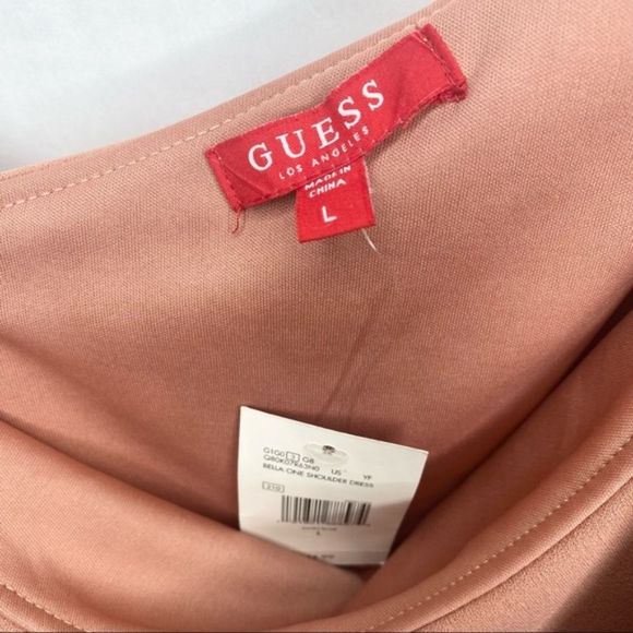 Guess Ruffle One Shoulder Mini Dress Dusty Rose Pink Large - Picture 3 of 5